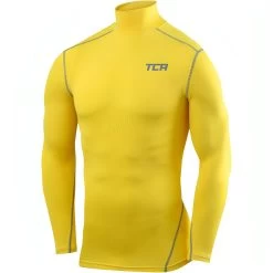 TCA Pro Performance Long Sleeve Mock Mens Compression Top - Yellow