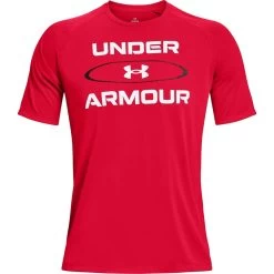 Under Armour Tech 2.0 Wordmark Graphic Short Sleeve Mens Training Top - Red 10 Under Armour Tech 2.0 Wordmark Graphic Short Sleeve Mens Training Top - Red -Sports Comprehensive Equipment Shop Under Armour Tech 2 Wordmark Graphic Short Sleeve 1373426 890 Front