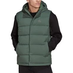Adidas Helionic Hooded Mens Down Gilet - Green