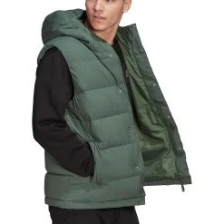 Adidas Helionic Hooded Mens Down Gilet - Green -Sports Comprehensive Equipment Shop adidas Helionic Hooded Down Gilet HG6274 Side