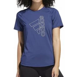 Adidas Tech Badge Of Sport Short Sleeve Womens Training Top - Blue