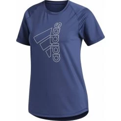 Adidas Tech Badge Of Sport Short Sleeve Womens Training Top - Blue -Sports Comprehensive Equipment Shop adidas tech bos short sleeve womens training top blue 29114117783760