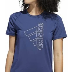 Adidas Tech Badge Of Sport Short Sleeve Womens Training Top - Blue -Sports Comprehensive Equipment Shop adidas tech bos short sleeve womens training top blue 29628817211600