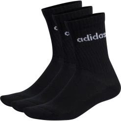 Adidas Cushioned Linear (3 Pack) Crew Training Socks - Black