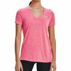 Under Armour Tech Twist V-Neck Short Sleeve Womens Training Top - Pink